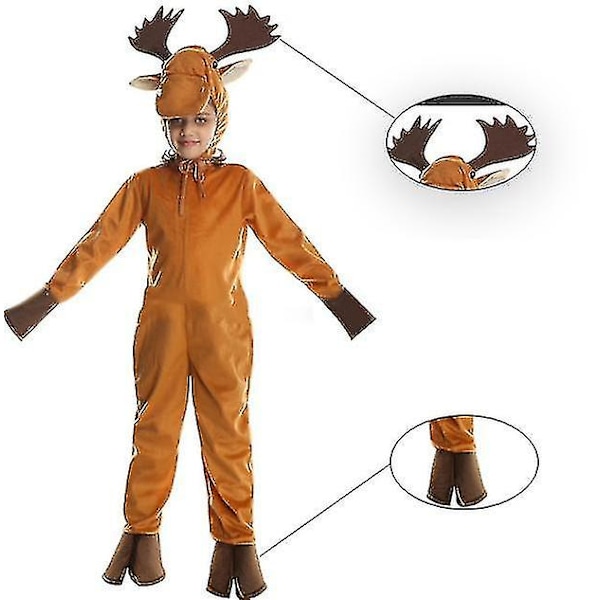 Barn Hjortedrakt Reinsdyr Kostyme Onesie Jul Cosplay L