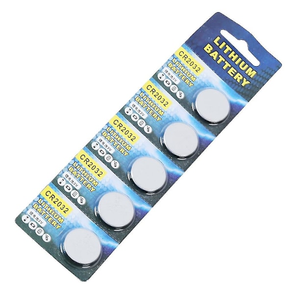 Cr2032 battery 3v lithium 5 pack high capacity Cr2032 button cell for tuners