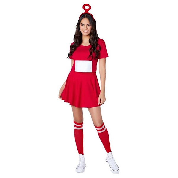 Kostumer til kvinder - Teletubbies Tinky Winky Dipsy Laa-laa Po Cosplay Kjole Halloween Fest Flot Kjole Outfit Sæt Rød Ed L