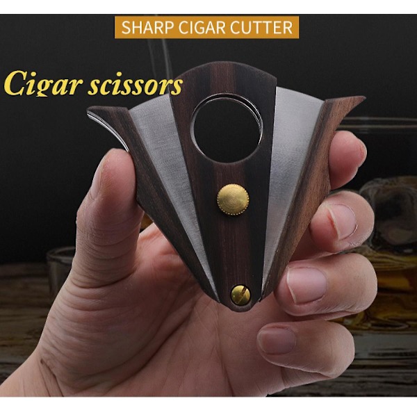 Cigarrsax i rostfritt stål Cigarrsax med trähandtag Automatisk pop-up cigarrsax