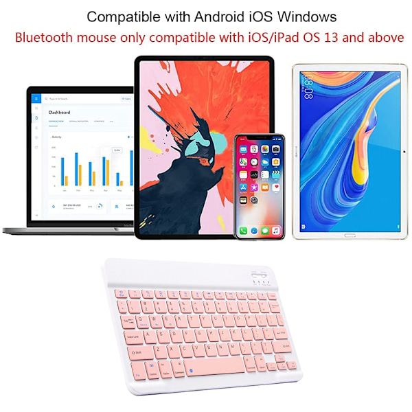 Ultratynt Bluetooth-tastatur - Bærbart trådløst minitastatur - Oppladbart for iOS, Android og Windows - 10 tommer