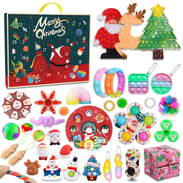 24 Dagar/ Set med Fidget Toys Julkalenderpaket Anti-Stress Leksakssats Stressavlastning Figet Leksak Blind Box Barn Julgåva style 15