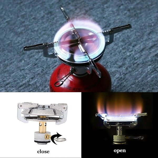 Camping Stove Bærbar Gasskomfyr for Fotturer Utendørs Kjøkkenbrenner med Kjøkkentilkobling Oppbevaringspose for Piknik BBQ{DH}