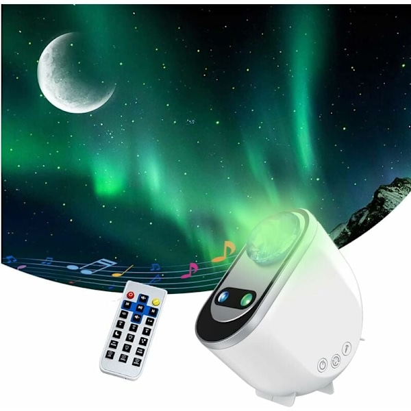 LED Stjernehimmel Galakseprojeksjon, med Bluetooth-høyttaler og fjernkontroll, Nattlys for soverom, hjemmekinoer og festivaler (Hvit)