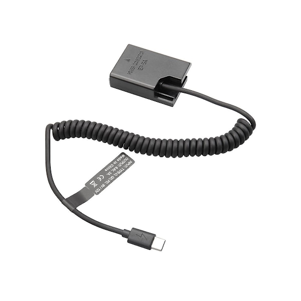 EL14 Dummy-kontakt Batteri Type-C Spiralkabel för D3100 D3500 D5100 D5200 D5300 D5600 P7000 P7100