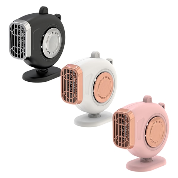 Bærbar Bilvarmer Sikkerhet Energibesparende Selvklebende 360-graders Roterende Bilvarmer 2 i 1 Defroster Avdugger Hvit og rosa 12V White and pink