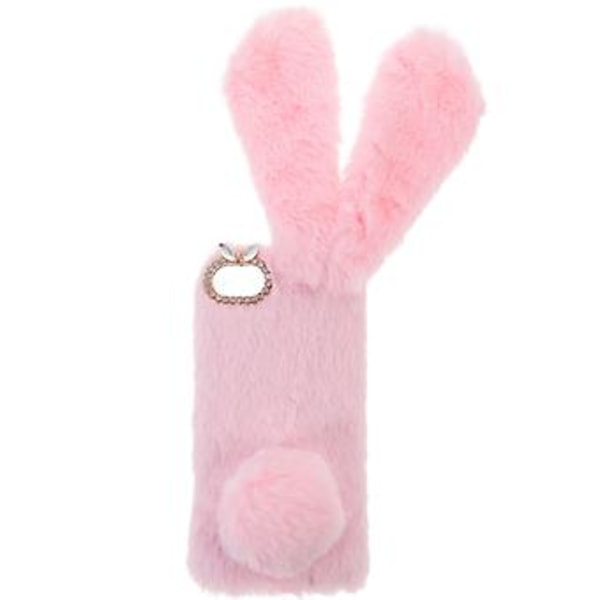 Rosa Bedårande Plysch Kanin Design Telefonfodral Rhinestone Ram Telefonskal Mode Stötsäkert Skydd Kompatibelt med Apple iPhone SE 2020