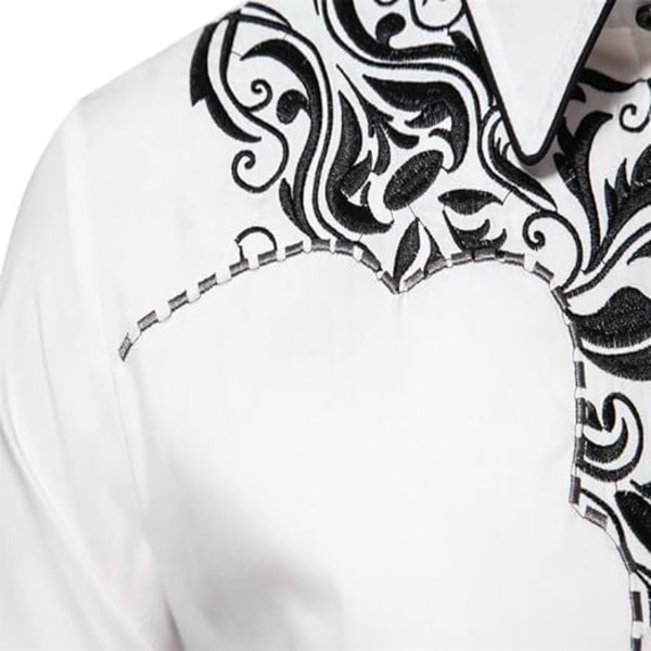 Lännen cowboy-paita miehille, muodikkaasti slim fit -mallinen, valkoinen 2 White 2 2XL