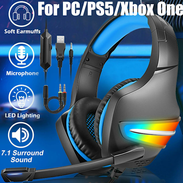 Peliheadset Mikrofoni Surround-ääni RGB USB -kuulokkeet PS/Xbox ONE/PC:lle Punainen red
