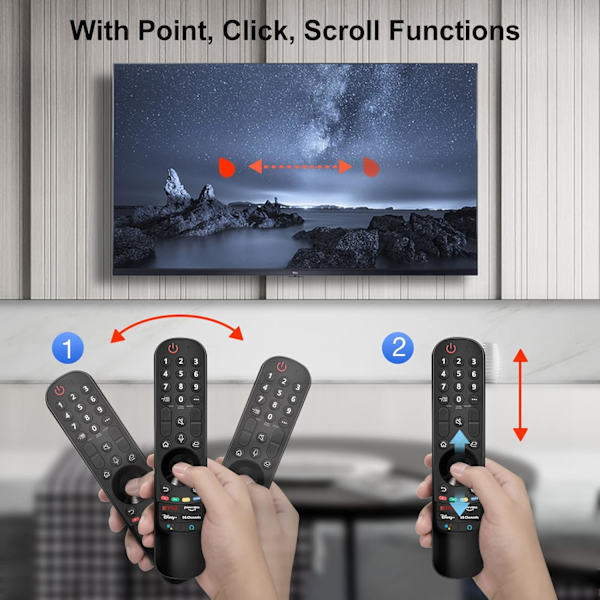 Magisk fjernkontroll for LG Smart TV-fjernkontroll kompatibel med 2021/2022 LG UHD OLED QNED NanoCell 4K 8K Smart TV med tale- og berøringsfunksjon