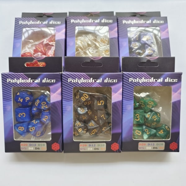 7 stk. sæt akrylfarvede perlemors marmor terninger digitale terningetilbehør PRTG spil terninger Bright red seven pieces per box