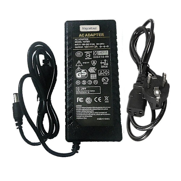 15V 3A Adapter Laddare för Nux Newx Elektrisk Gitarrhögtalare Mighty 20bt Strömadapter 15V 2.5A med Kabel