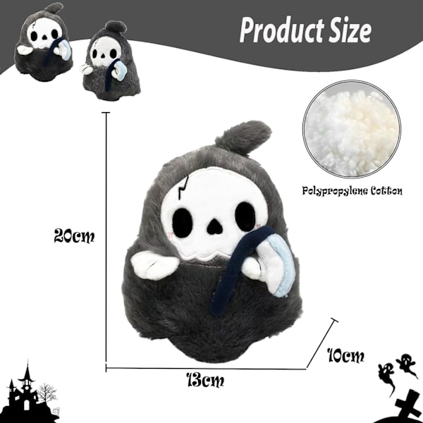 20cm Halloween-skjelett, Hodeskalle Halloween Festlig Pute Myk Leke Plushie Dukke Gave til Barn Bursdag Jul Halloween Hjemmedekorasjon Tegneserieleketøy