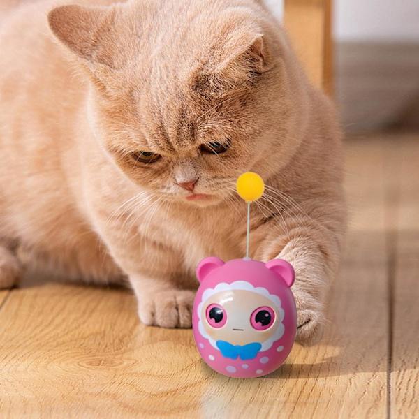 Kissalelu höyhenillä, kissan aktivointilelu, Interaktiivinen hauska kissanpentupallohöyhen, Creative Pet Supplies Teaser Toy sisä- ja ulkokäyttöön Pink