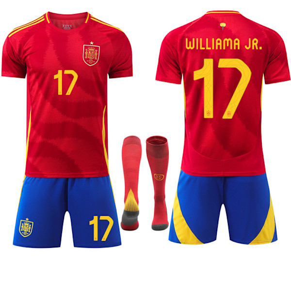 2024 Europamästerskap Champions UEFA Europamästerskap Barn Fotbollströja Kit Spanien Hemma Nr.17 WILLIMA JR . Hemma 16 16 No. 17