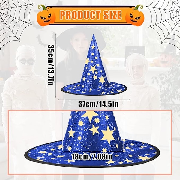 Heksehat til Børn, 38x36cm Femtakset Stjerne Heksehat til Børne Kostume & Cosplay Party Farm til Børnefestgaver Festival Klæd Ud (Stjernehat Blå) Star hat blue