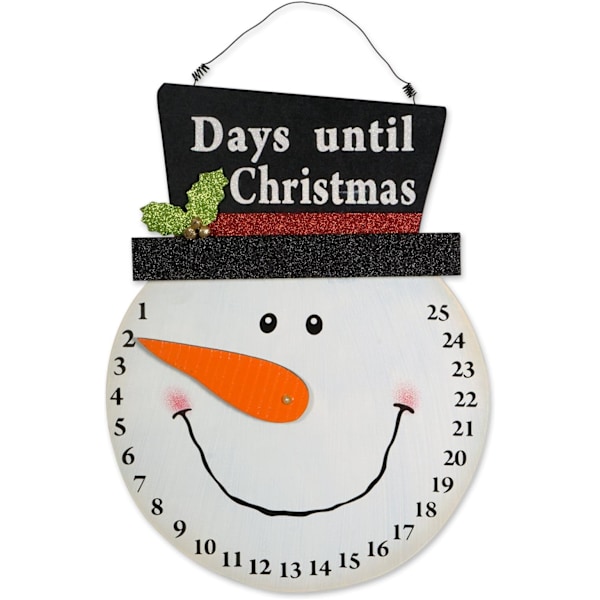 Christmas Advent Collection Decorative & Reusable Wooden Countdown Calendar, 16.5x12.75, Snowman Countdown