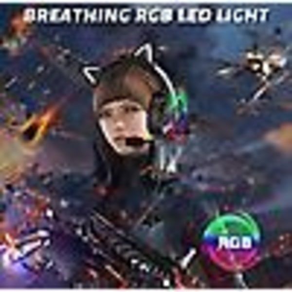 Gaming Headset med Gel-Kattöron kompatibelt med Xbox One, Ps4, Ps5, PC