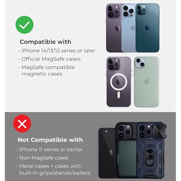 20W Trådlös Billaddare Kompatibel med MagSafe Bilhållare Magnetisk/Magnetisk Snabbladdning Biltelefonhållare Kompatibel med iPhone 15/15 Pro