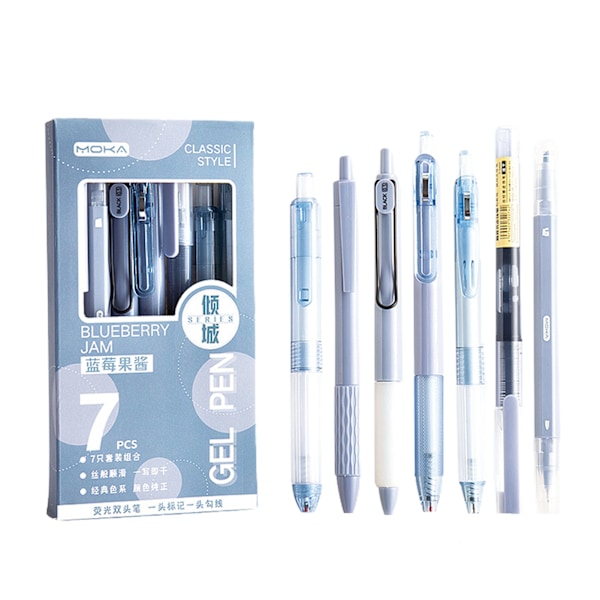 7 stk. Sort Gel Pen til Studerende 0,5 mm Udtrækkelig Gel Pen Multifunktionel Glat Skrivepen Tilbage Til Skole Gave C