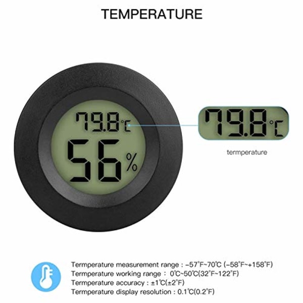 Mini Hygrometer Termometer Digitalt LCD Display Indendørs/Udendørs Hygrometer Hygrometer Affugter Drivhus Reptil Hygrometer Fahrenheit