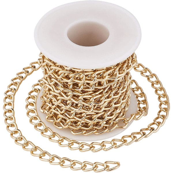 Gold Aluminum Unwelded Twisted Chain Roll - 5m - 10 x 6.5mm - DXGHC