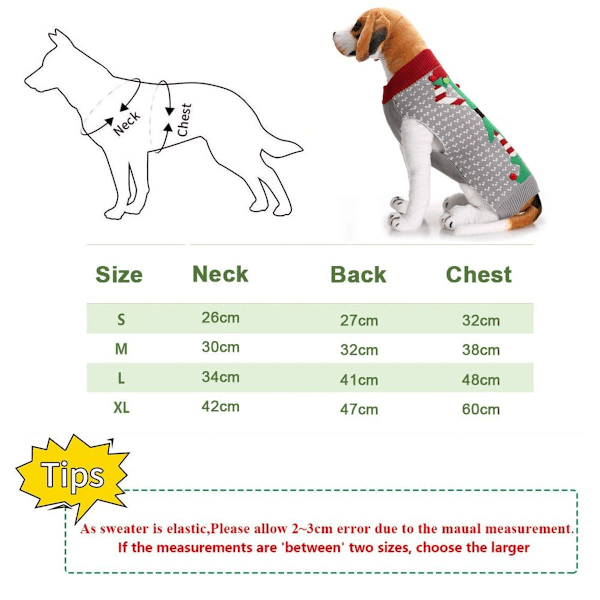 Juldräkt för hund, Julkläder för husdjur, för medelstora och stora hundar Grå S KLB