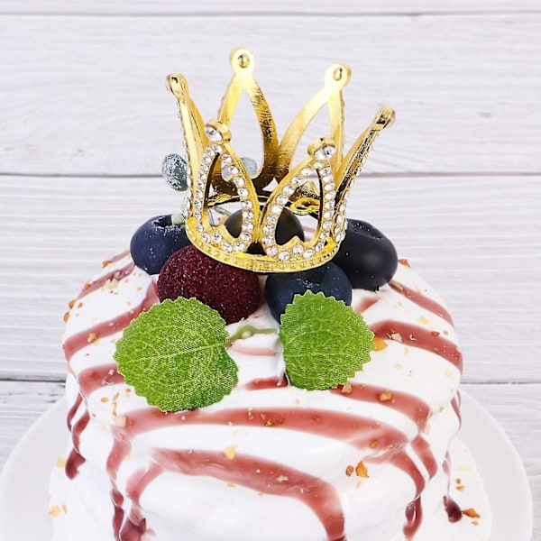 2 stk. Krone Kakepynt Bursdag Bryllupskake Mini Krone Ornament (Gull) -AD9-[DH]