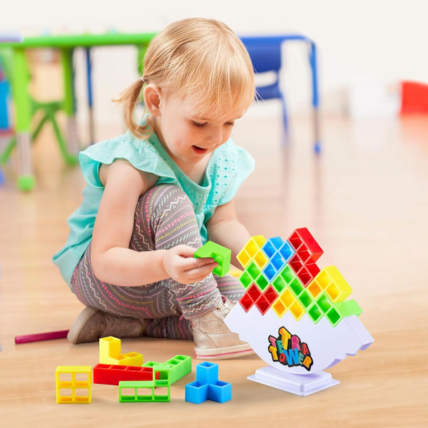 48 stk. Tetra Tower Stack Attack Spill - Stablekloss Puslespill Brettspill for Barn og Voksne, Balansespill for Familieselskaper, Reise[DH]