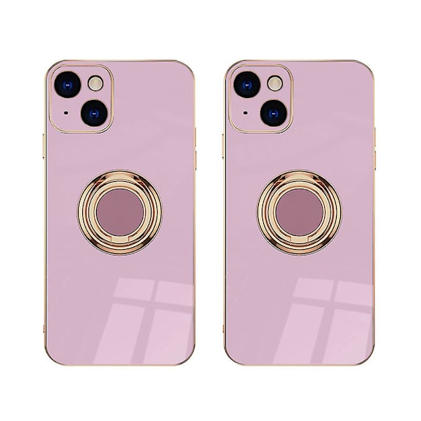 Iphone 14 Plus -näytönsuojakalvolla, pinnoitettu sisäänrakennetulla 360 asteen kiertävällä magneettirenkaalla, jalustan pidike, 2 kpl purple