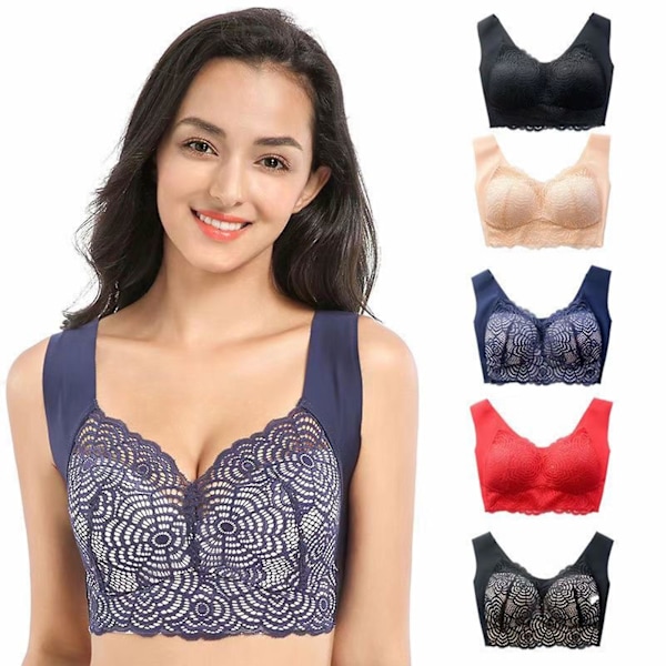 Lift Stretch Full Figure Seamless Lace Cut Out Bra Soft Seamless Sleep Bra Sport Bra Red Ed XXXXL