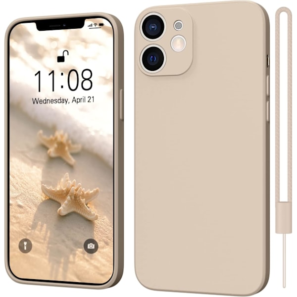 iPhone 12 Skal 6.1 tum Silikonskal Kameraskydd Ultratunt Mjukt Gel Gummi Anti-Rep Mobileskal Khaki