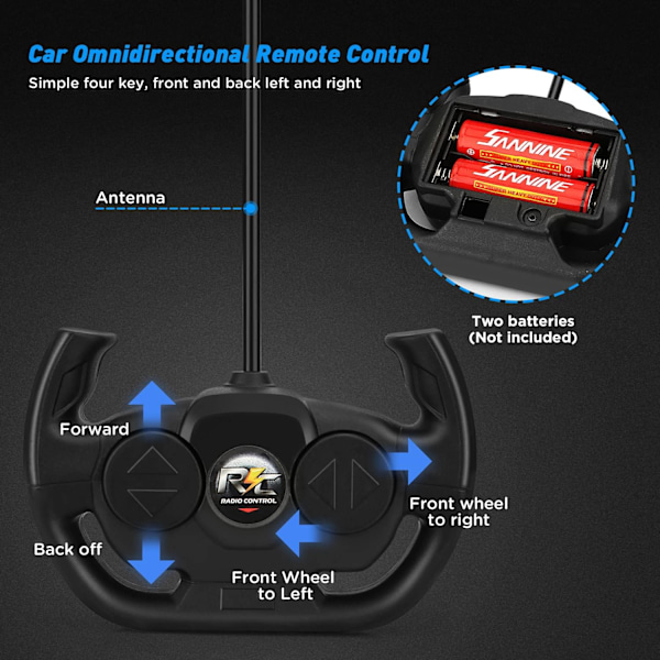 Kauko-ohjattava auto lapsille 1/16 mittakaavassa LED-valolla, nopea ladattava harrasteleluauto, lahja 3-9 vuotiaille unisex (sininen)