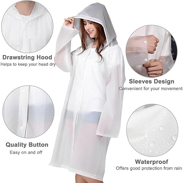 Sadeponcho sadetakit aikuisille, 2 kpl uudelleenkäytettäviä sadetakkeja hupulla ja hihoilla, vedenpitävä hätätilanteisiin, ulkoiluun, retkeilyyn, Disney
