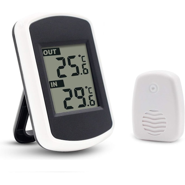LCD Digital Trådlös Termometer Inomhus eller Utomhus, Mini Inomhustemperatursensor, Liten Exakt Vädertestare i Hem Sovrum och Kontor, Vit