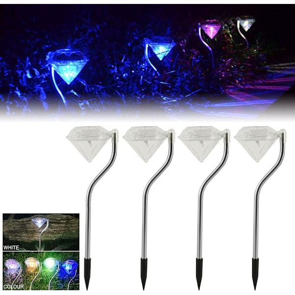 Solcellelampe til udendørs have, 4 x solcelle diamant udendørs havelamper