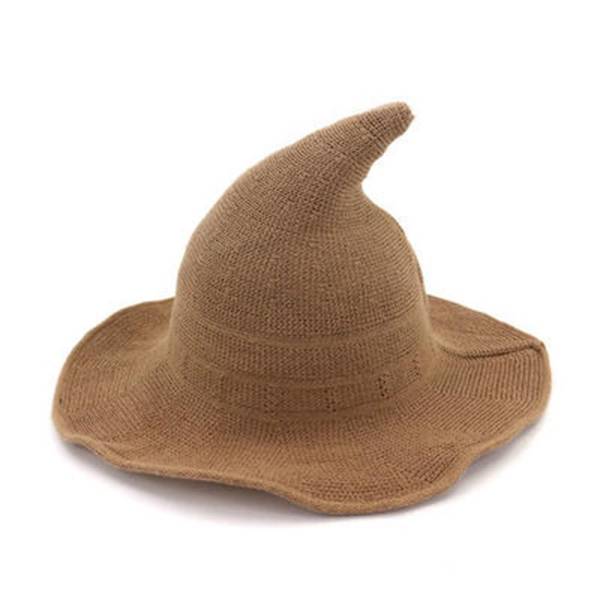 Halloween häxhatt Lång Spetsig Hatt KHAKI khaki