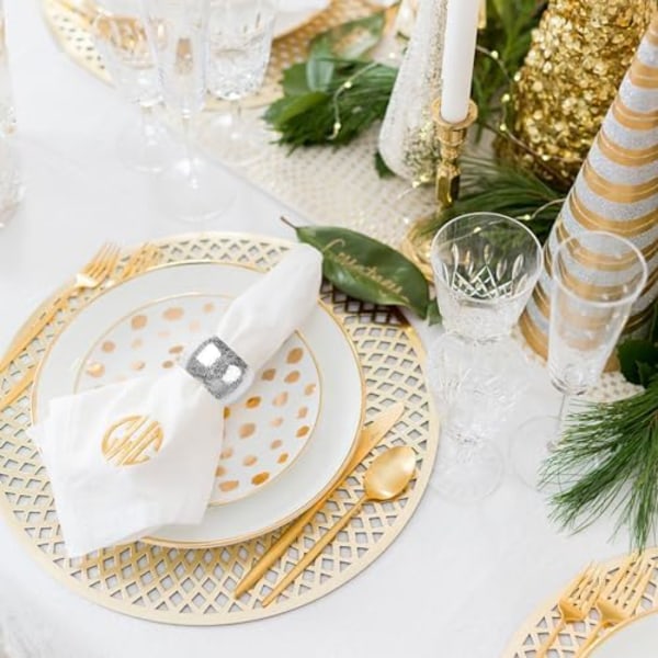4,6x2,8 cm Sølv Servietringe Sæt med 12, Metal Servietholder til Stofservietter Bryllup Thanksgiving Fest Julemiddag{DH}