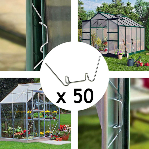 50 st. Rostfria Växthusklämmor Fjäder Tråd Glasram Fästklämma Silver