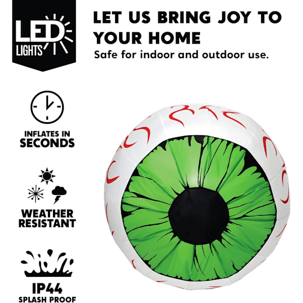 2-pak Halloween Oppblåsbare Dekorasjoner Halloween Oppblåsbare Grønne Øyne for Hage 3 fot Oppblåsbar Halloween Dekor Utendørs med LED-lys