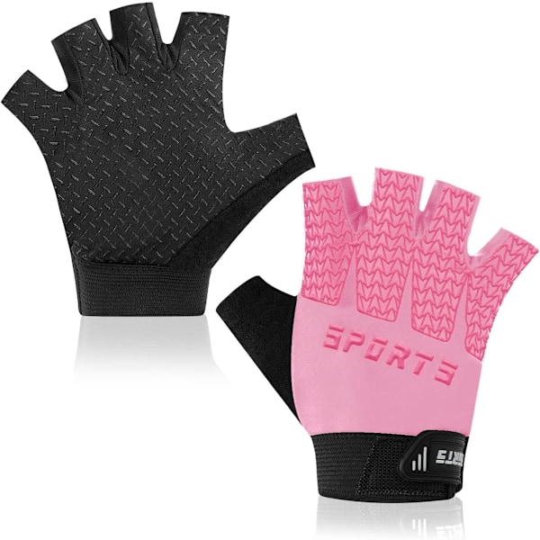 Kids Fingerless Sports Cycling Gloves, Non-Slip Toddler Kids Half Finger Fishing Gloves for Kids Cycling Climbing Cycling Outdoor Sports, Pink, S