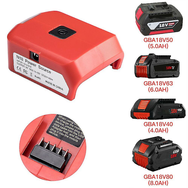 USB-opladerbatteriadapter 18v strømforsyning med LED til Milwaukee 49-24-2371 M18