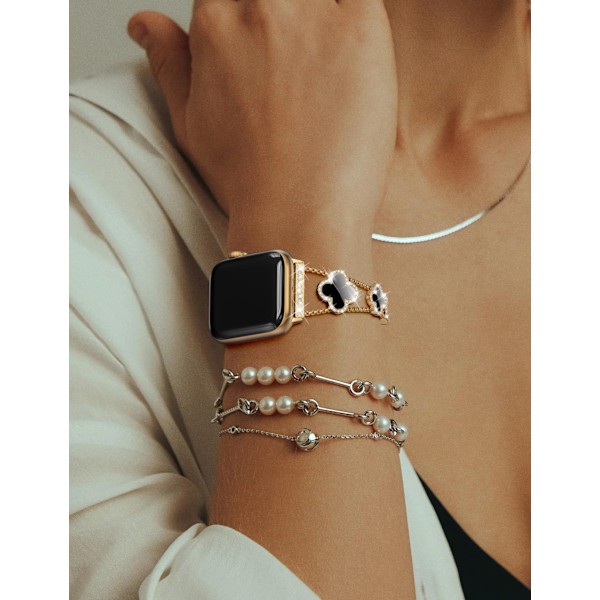 Bling armbånd kompatibel med Apple Watch Band 40mm 41mm 38mm Series 9 8 7 6 5 4 3 2 1 SE, Sparkle Diamond erstatningsarmbånd, søt Lu svart black 38/40/41MM