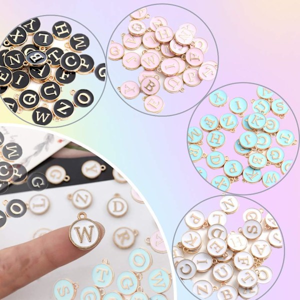 Metalbogstaver til smykkefremstilling, bogstavcharms til armbånd, 4 sæt bogstavvedhæng til DIY halskæder, armbånd, øreringe, legering