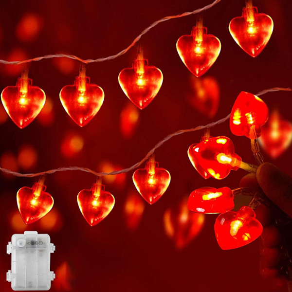 Hjärtformade ljusslingor 6 meter 40 LED-lampor Hjärta Kärlek【DH】