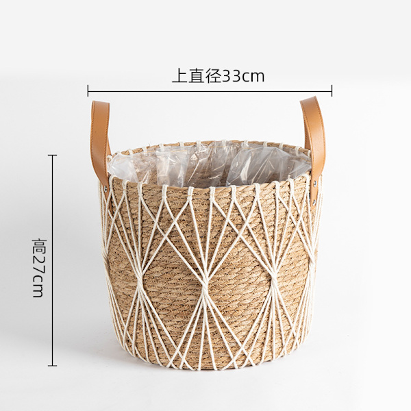Olki kasvi erittäin suuri erittäin suuri ruukkukasvi kukka-amppeli kasvi-amppeli kudottu lattia sisätiloissa bonsai Valkoinen kalaverkko pullistuvalla vatsalla White fishing net with bulging belly large