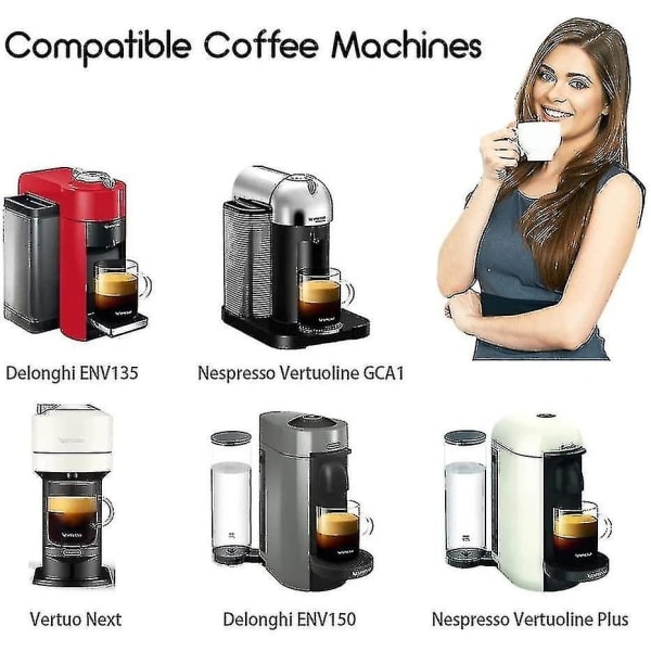 stk genanvendelige Vertuo Pods genopfyldelige kaffekapsler (brun 150 ml, 5)