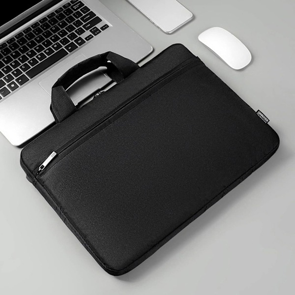 Klassisk Laptop Bag Slim Briefcase Skulder Bag Vanntett Skum Polstret Anti-kollisjonsbeskyttelse 15,6 Tommer