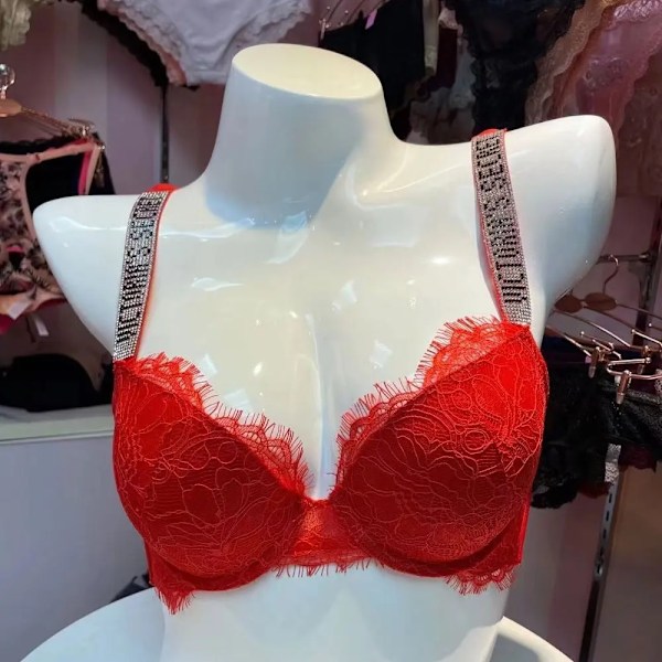 Sexet undertøj Komfort Kvinder Sæt Push Up BH Victoria's Secret Undertøj Sæt Dame  Underwear Vetement Femme sort svart 75C