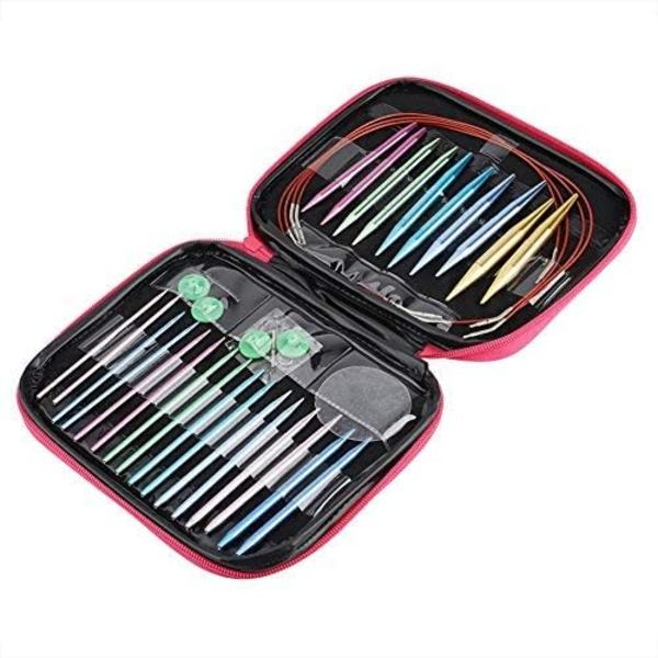 Utbytbara cirkulära stickor - utbytbart set med cirkulära stickor i aluminium